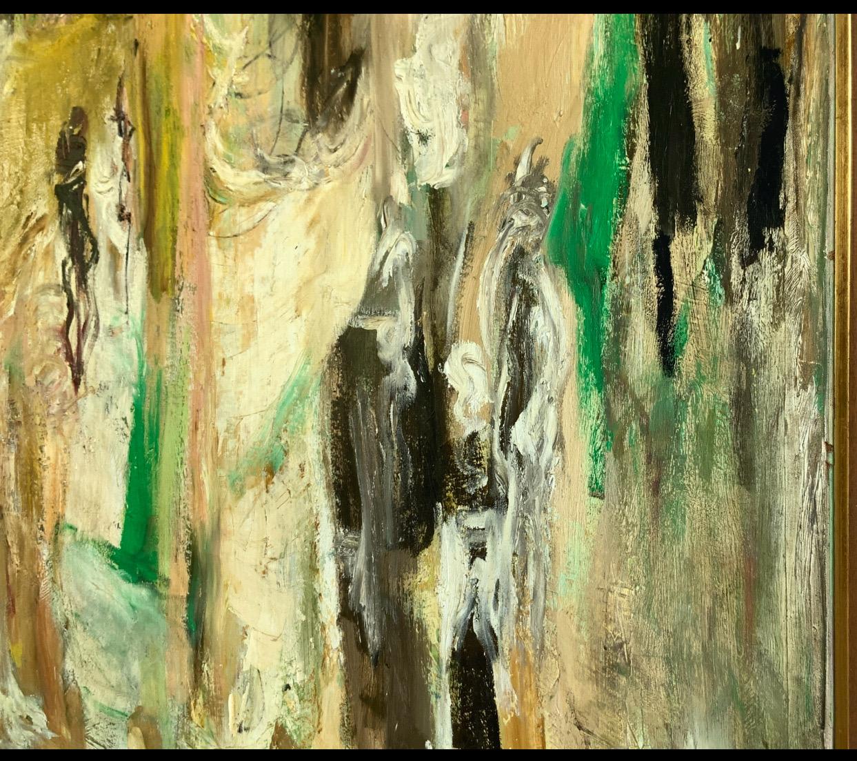 Übergroßes rechteckiges abstraktes Ölgemälde von Pennerton West aus den 1950er Jahren in New York. Pennerton West war ein Maler, Bildhauer und Grafiker des abstrakten Expressionismus der Jahrhundertmitte. Dieses Vintage-Ölgemälde in seinem