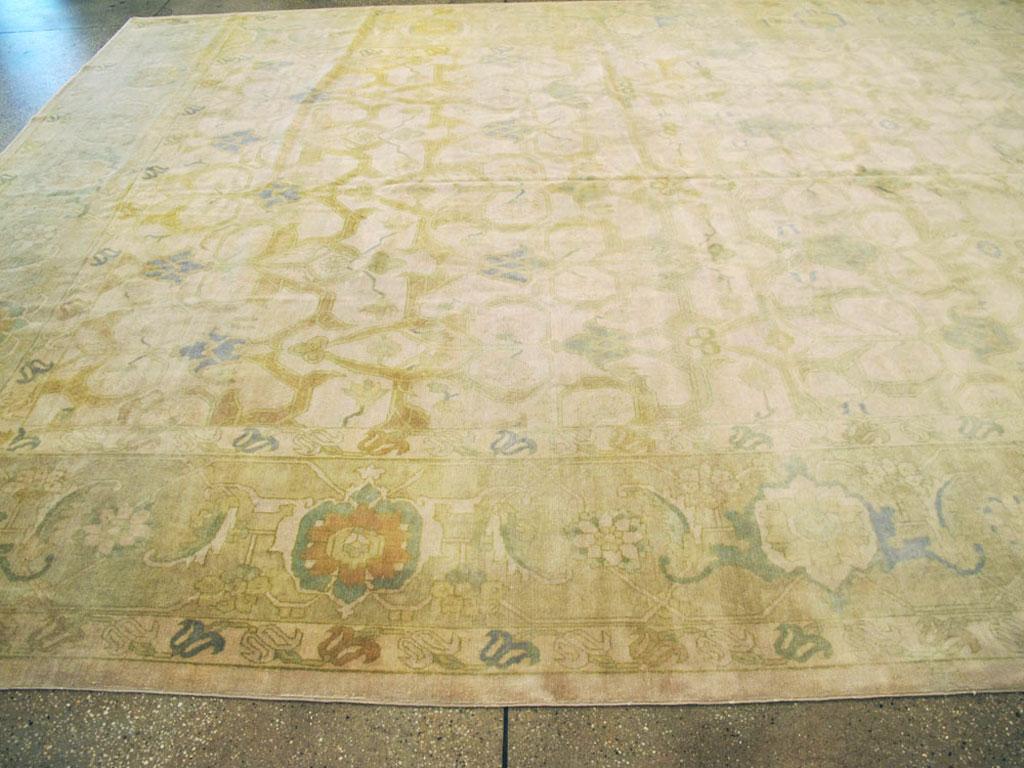 Wool Large Mid-Century Persian Modernist Carpet With Soft Colors