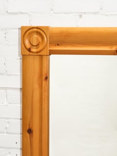 Large Mid-Century Pine Wall Mirror, Glas Mäster Markaryd, Sweden, 1970s