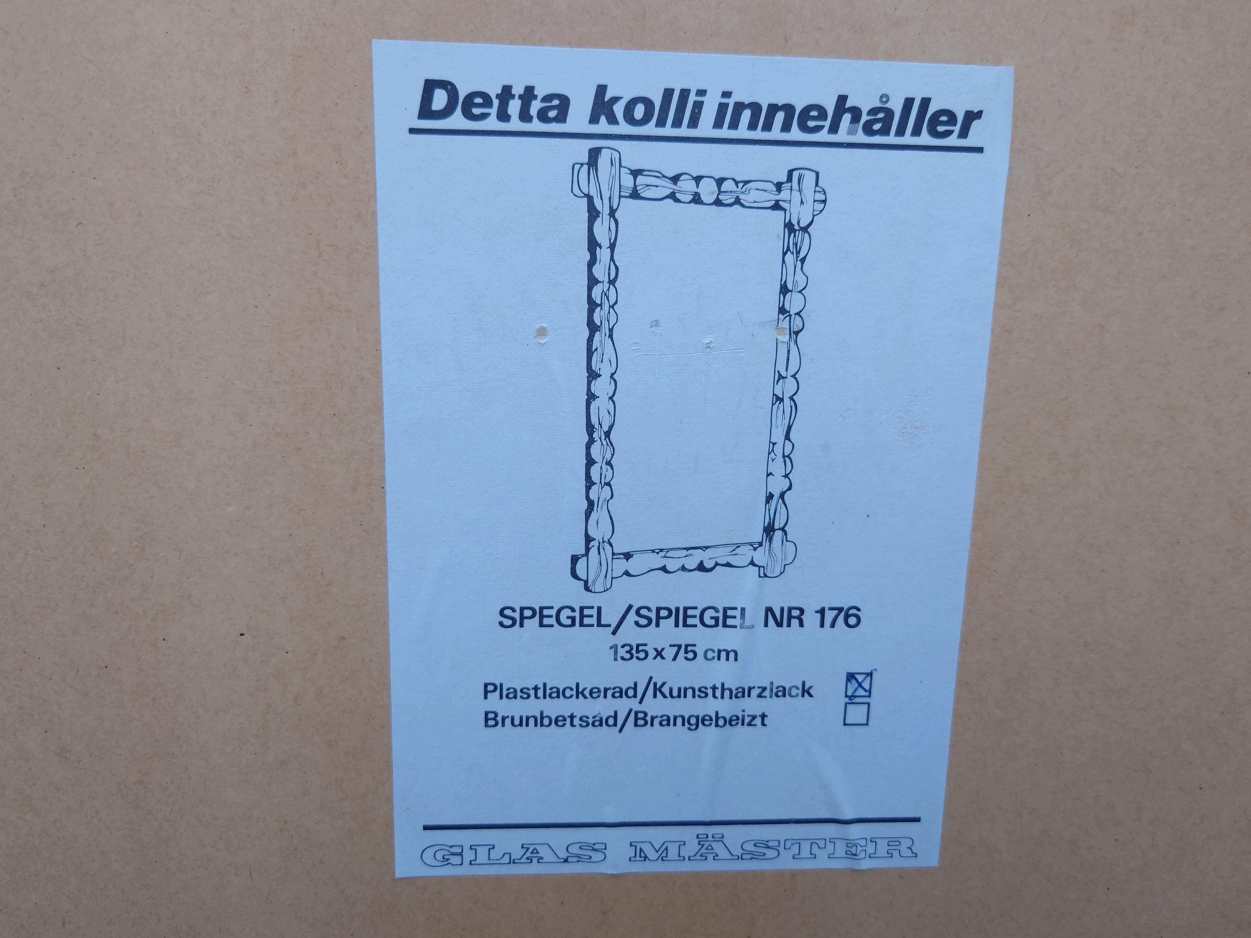 Grand miroir mural en pin du milieu du siècle Glasmäster Markaryd, Suède 1970 en vente 3