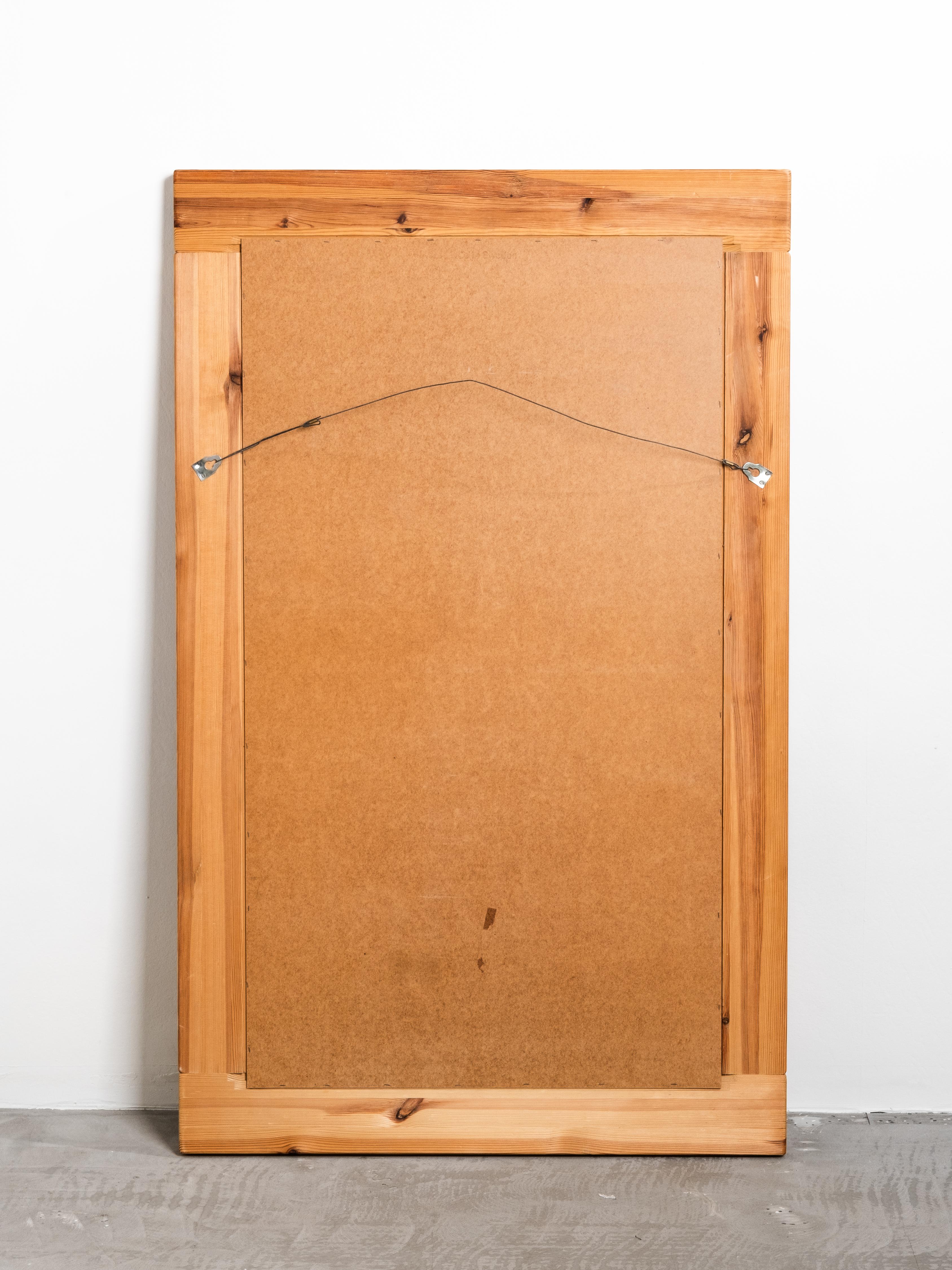 Gran espejo de pared de pino de mediados de siglo, Suecia, 1970 en venta 6