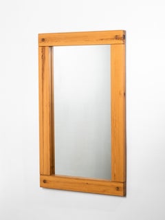 Large Mid-Century Pine Wall Mirror, Sweden, 1970s