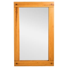 Large Mid-Century Pine Wall Mirror, Sweden, 1970s