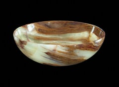 Large Mid Century Polished Green Onyx Center Bowl - Pakistan - Circa 1960's
