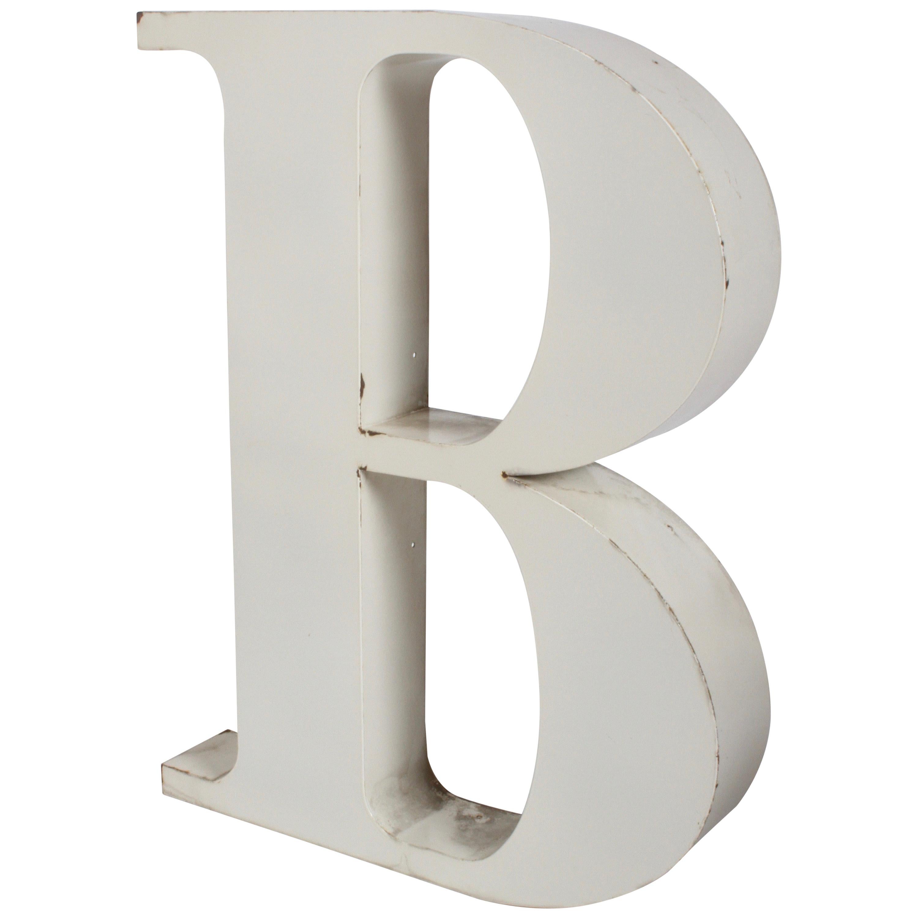 Large Midcentury Porcelain Letter "B" from the Stix Baer and Fuller Sign For Sale