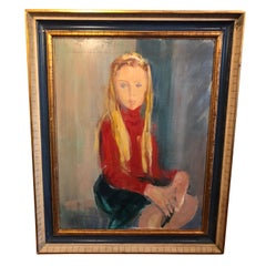 Grand portrait de fille du milieu du siècle sur carton