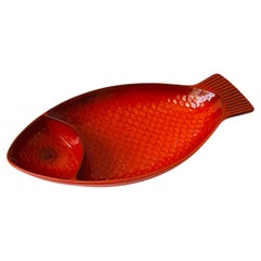 Large Mid-Century Pottery Fish Tray