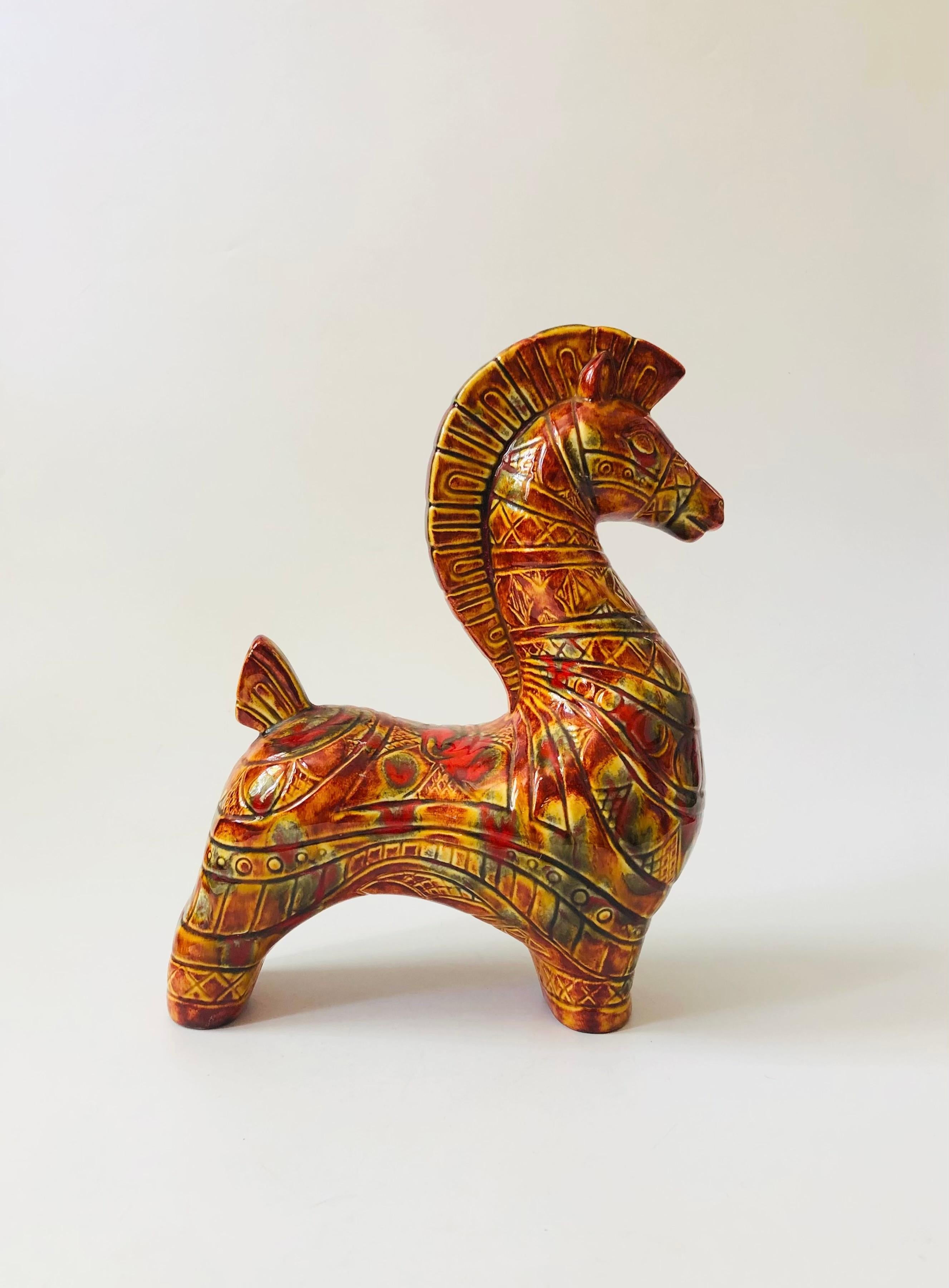 Large Mid Century Pottery Horse In Good Condition In Vallejo, CA