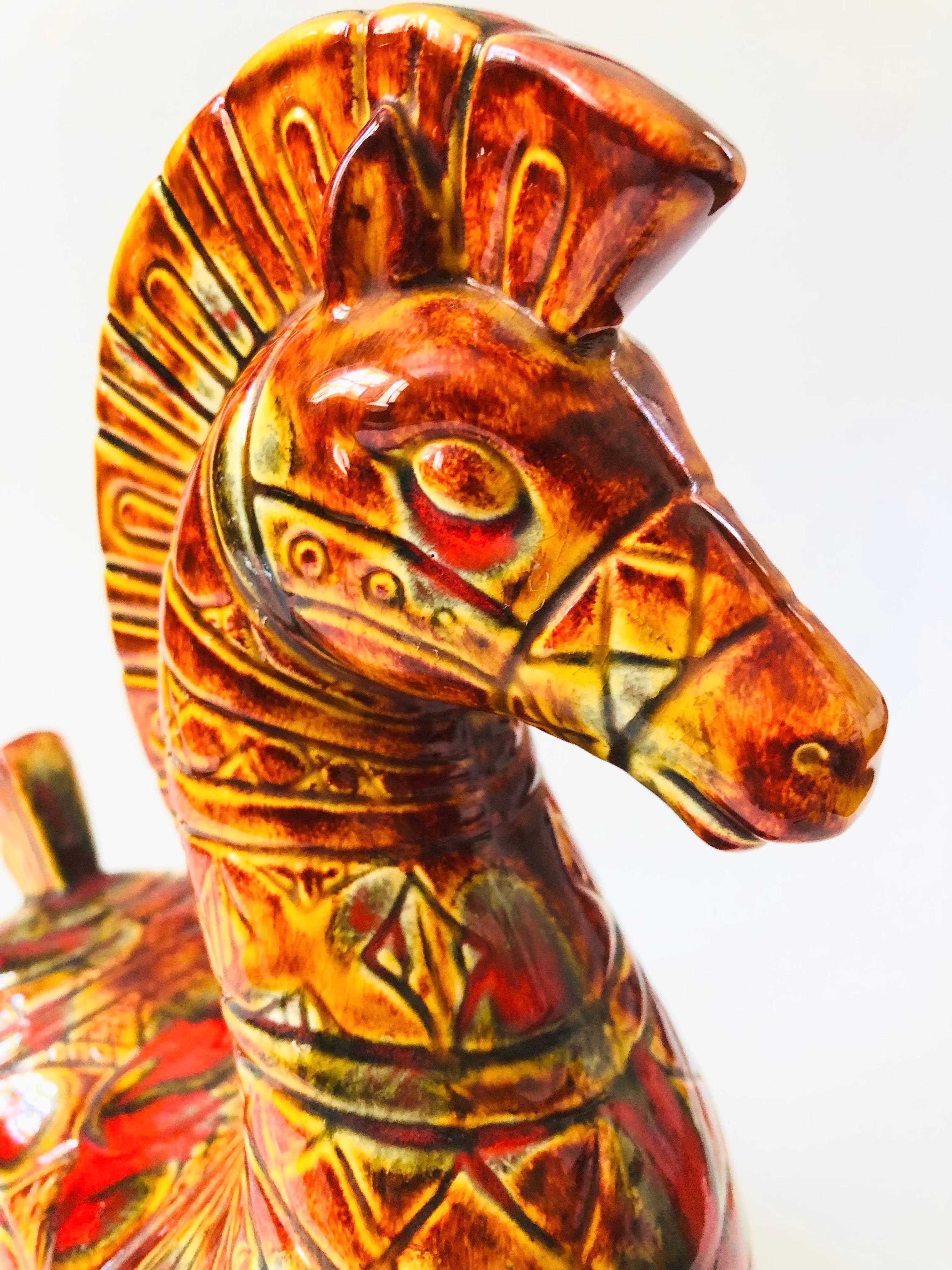 Grand cheval en poterie du milieu du siècle 2