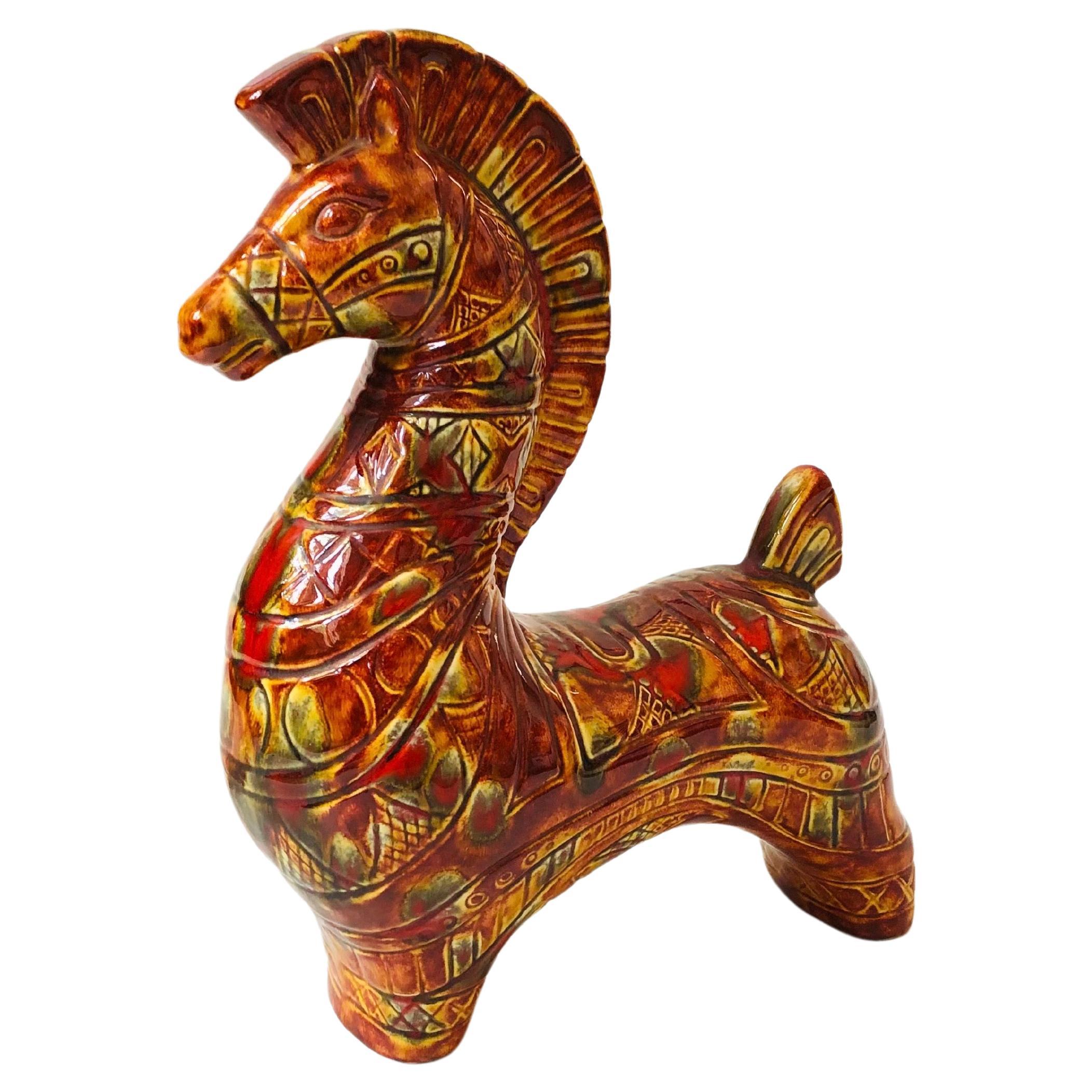 Grand cheval en poterie du milieu du siècle