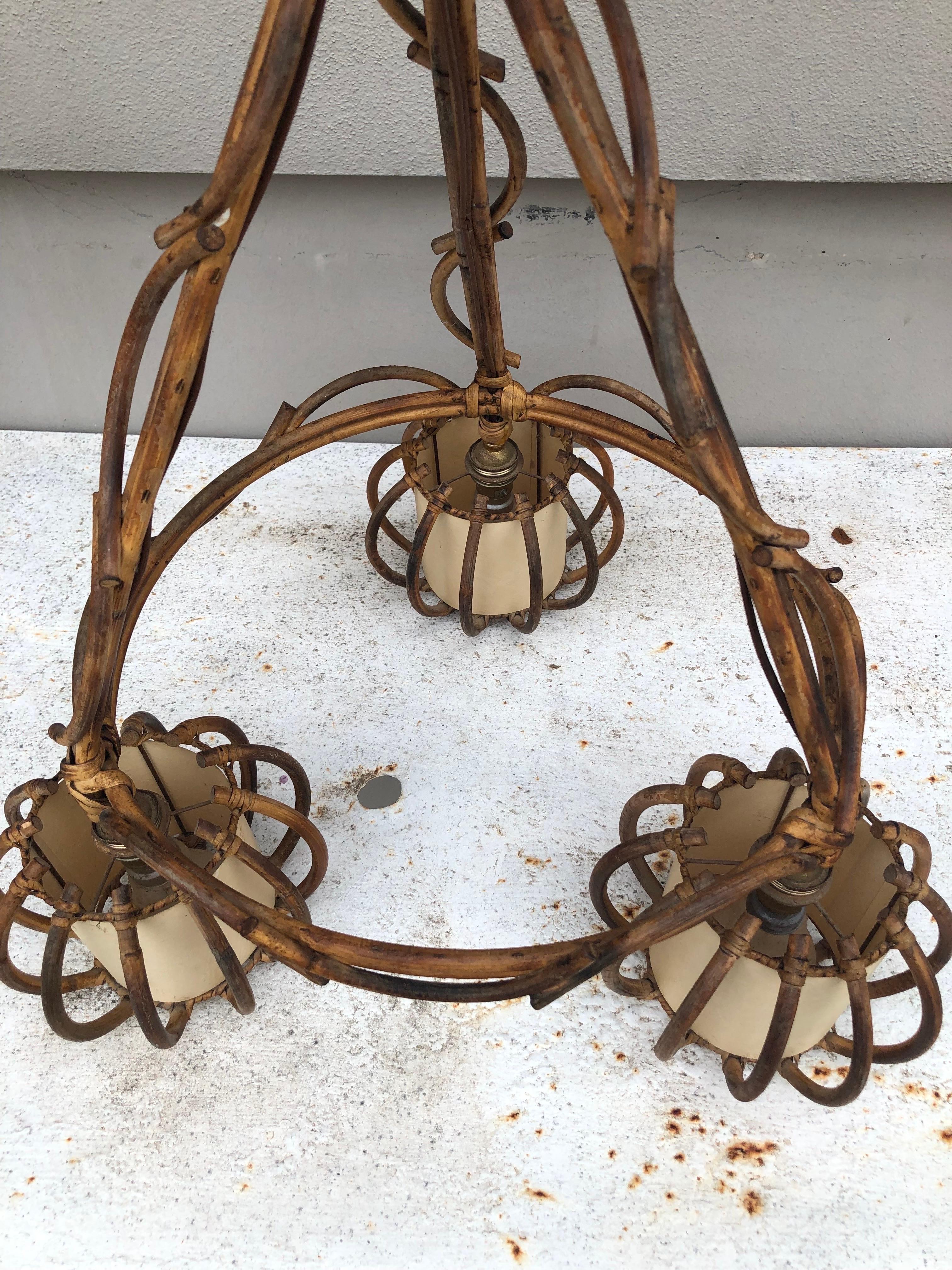 rattan chandelier large