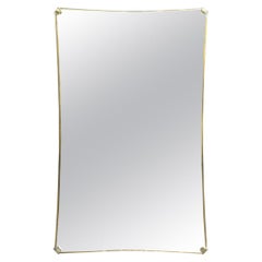 Large Mid Century Rectangular Mirror with Brass Corner Accents by Nurre, 1950s