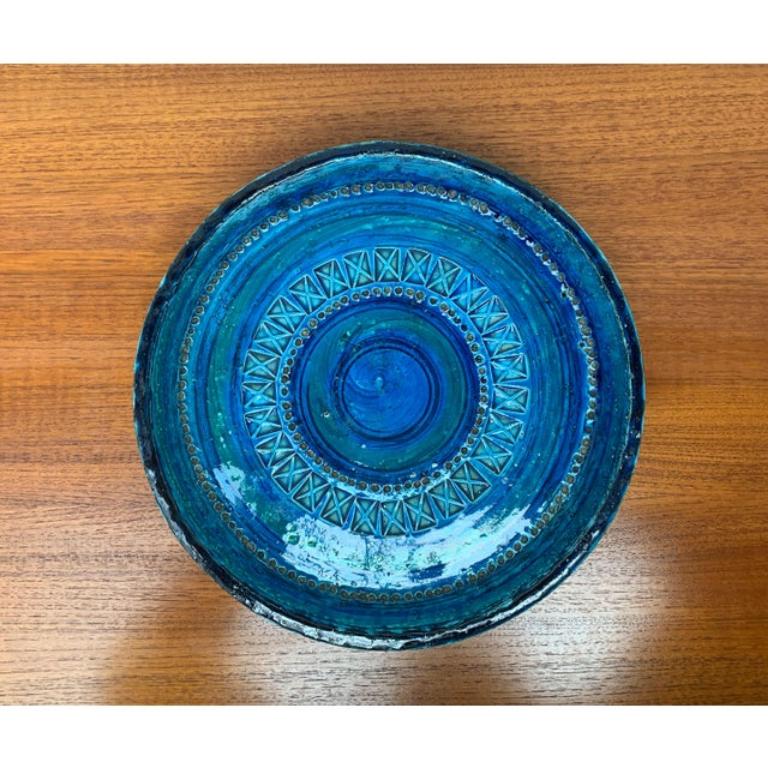 Mid-Century moderno Grande ciotola di metà secolo in ceramica Rimini Blu di Aldo Londi per Bitossi, anni '60 in vendita