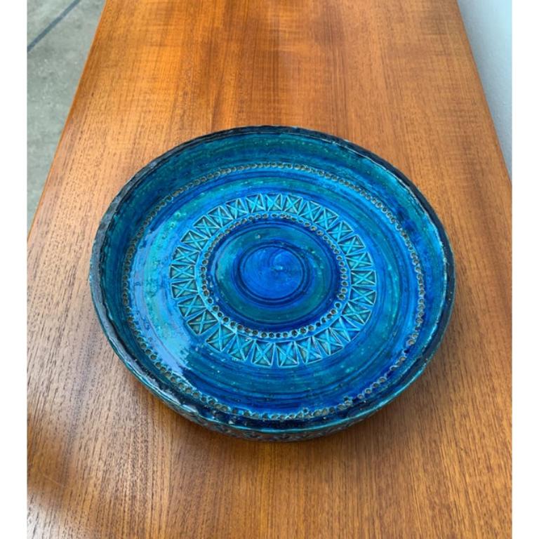 Ceramica Grande ciotola di metà secolo in ceramica Rimini Blu di Aldo Londi per Bitossi, anni '60 in vendita