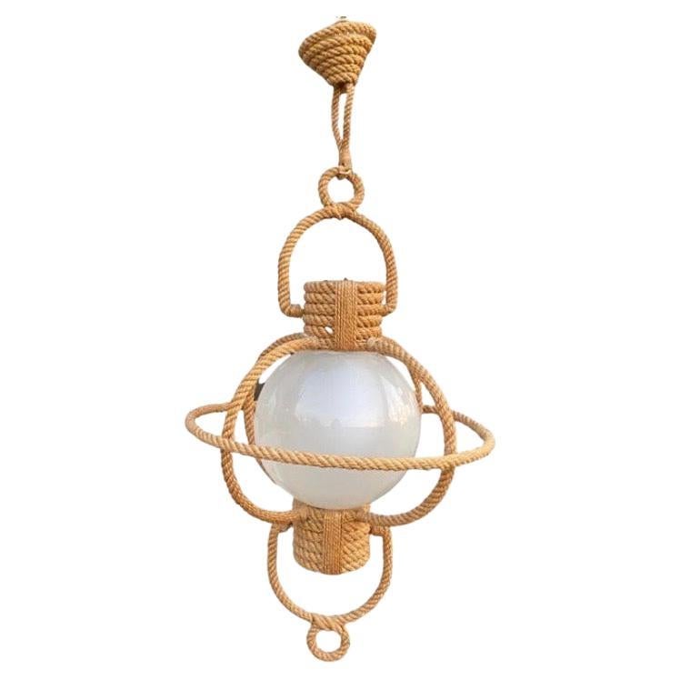 Large Mid-Century Rope Sphere Chandelier Adrien Audoux & Frida Minet