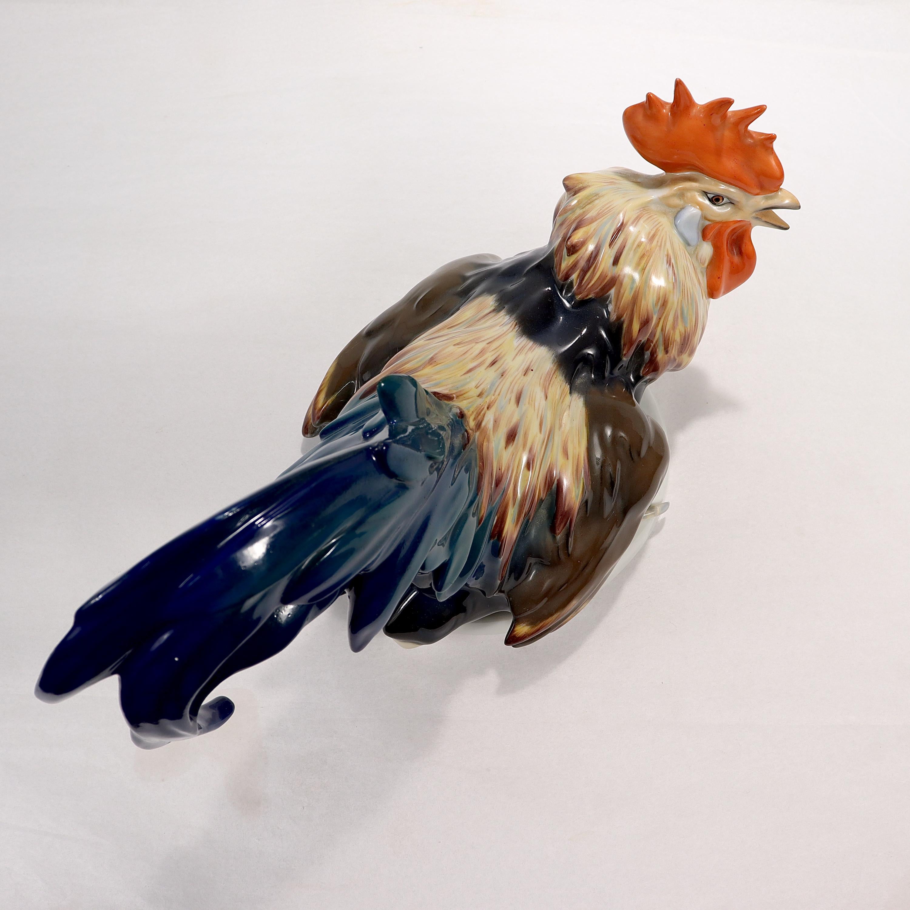 Large Mid-Century Rosenthal Porcelain Figurine of a Rooster by J. Feldtmann For Sale 3