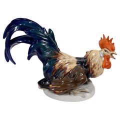 Large Mid-Century Rosenthal Porcelain Figurine of a Rooster by J. Feldtmann