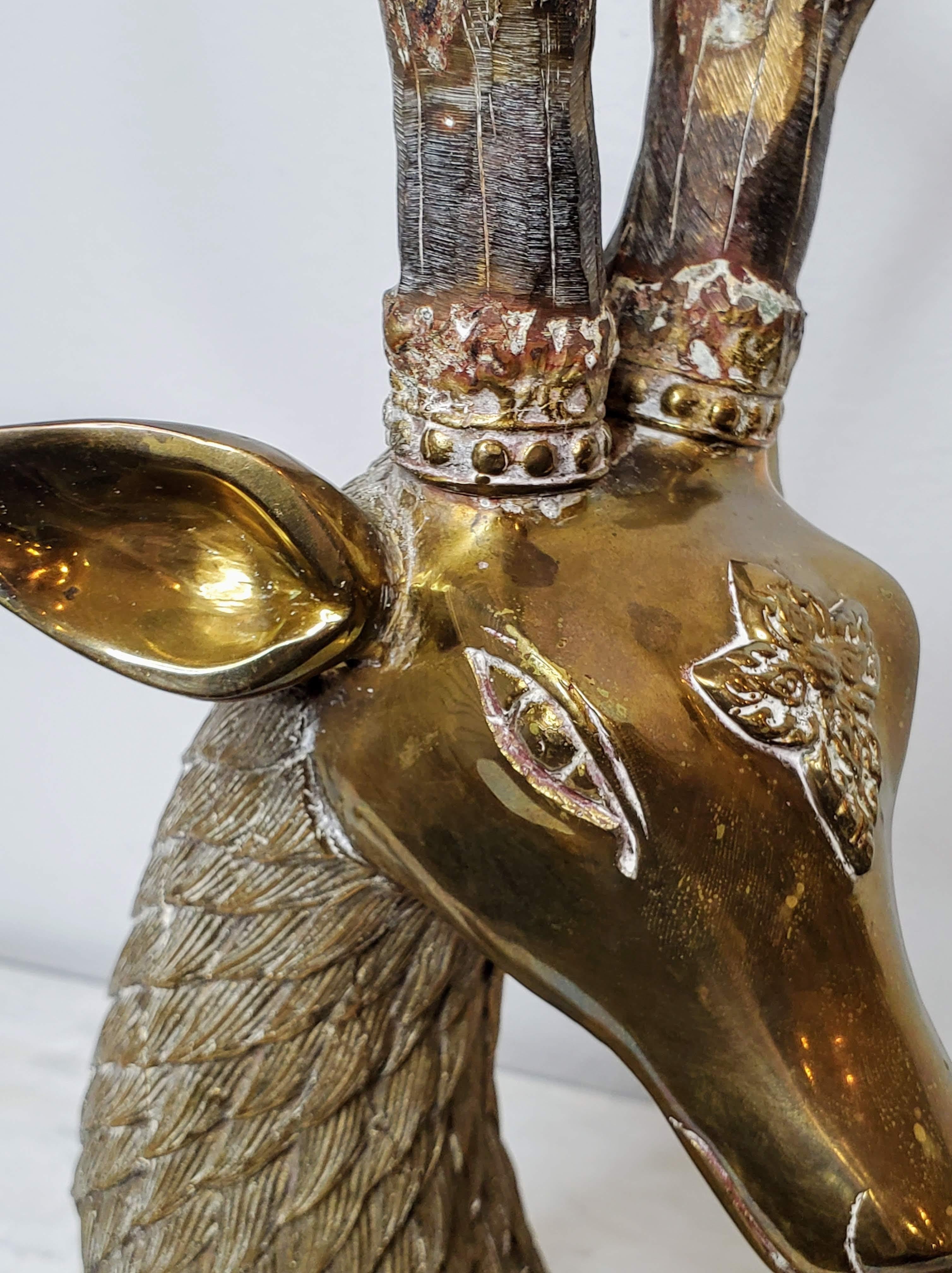 Large Mid-Century Sarreid Brass Reclining Stag Deer Sculpture 6