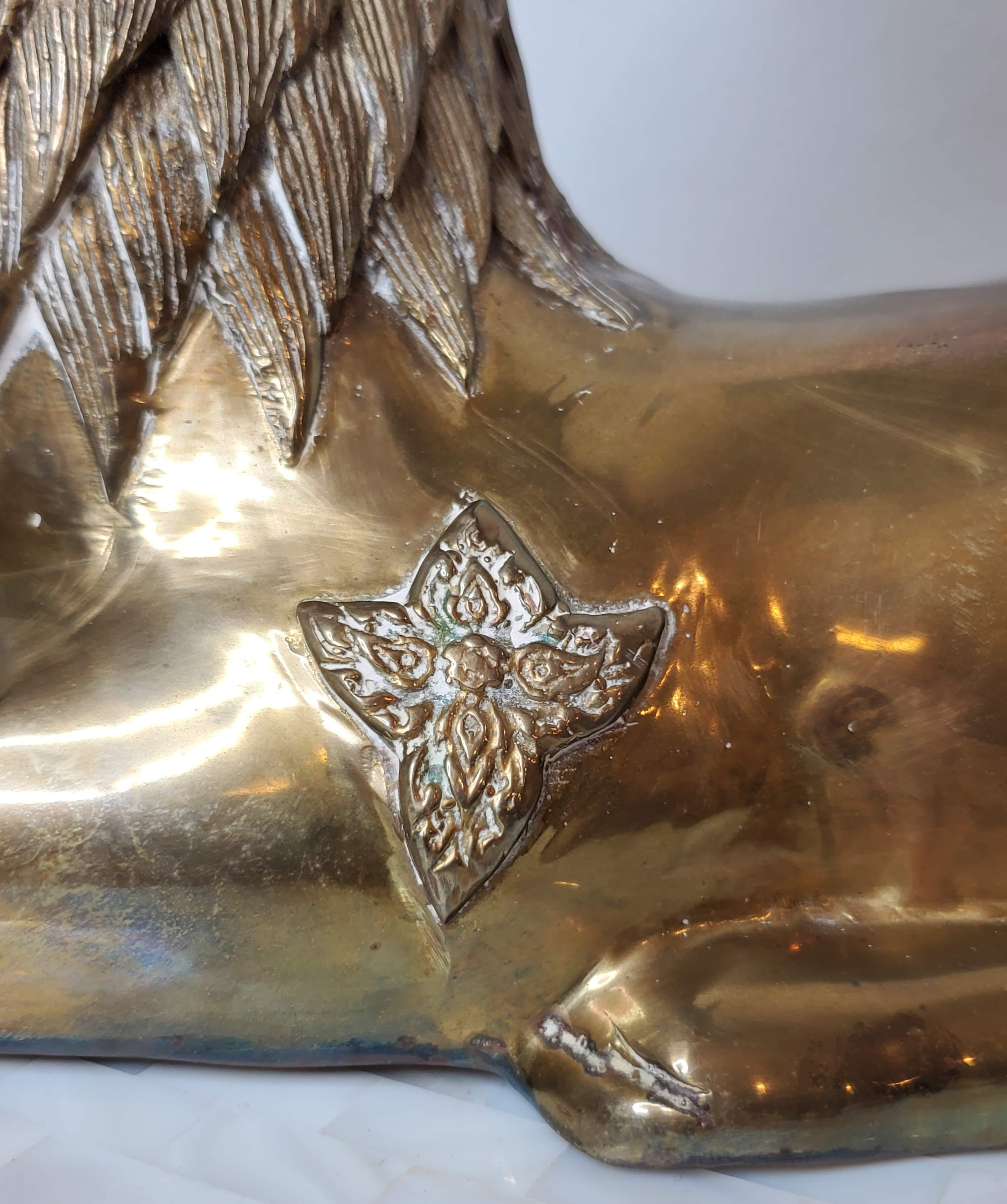 Large Mid-Century Sarreid Brass Reclining Stag Deer Sculpture 7