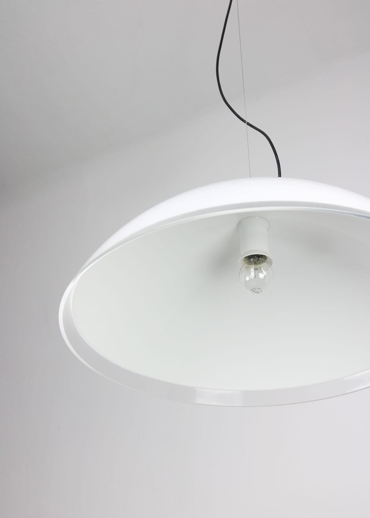 Large Mid-Century Saucer Pendant Lamp from Guzzini For Sale 4