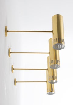 Large Midcentury Scandinavian Brass Wall Lamps by Boréns
