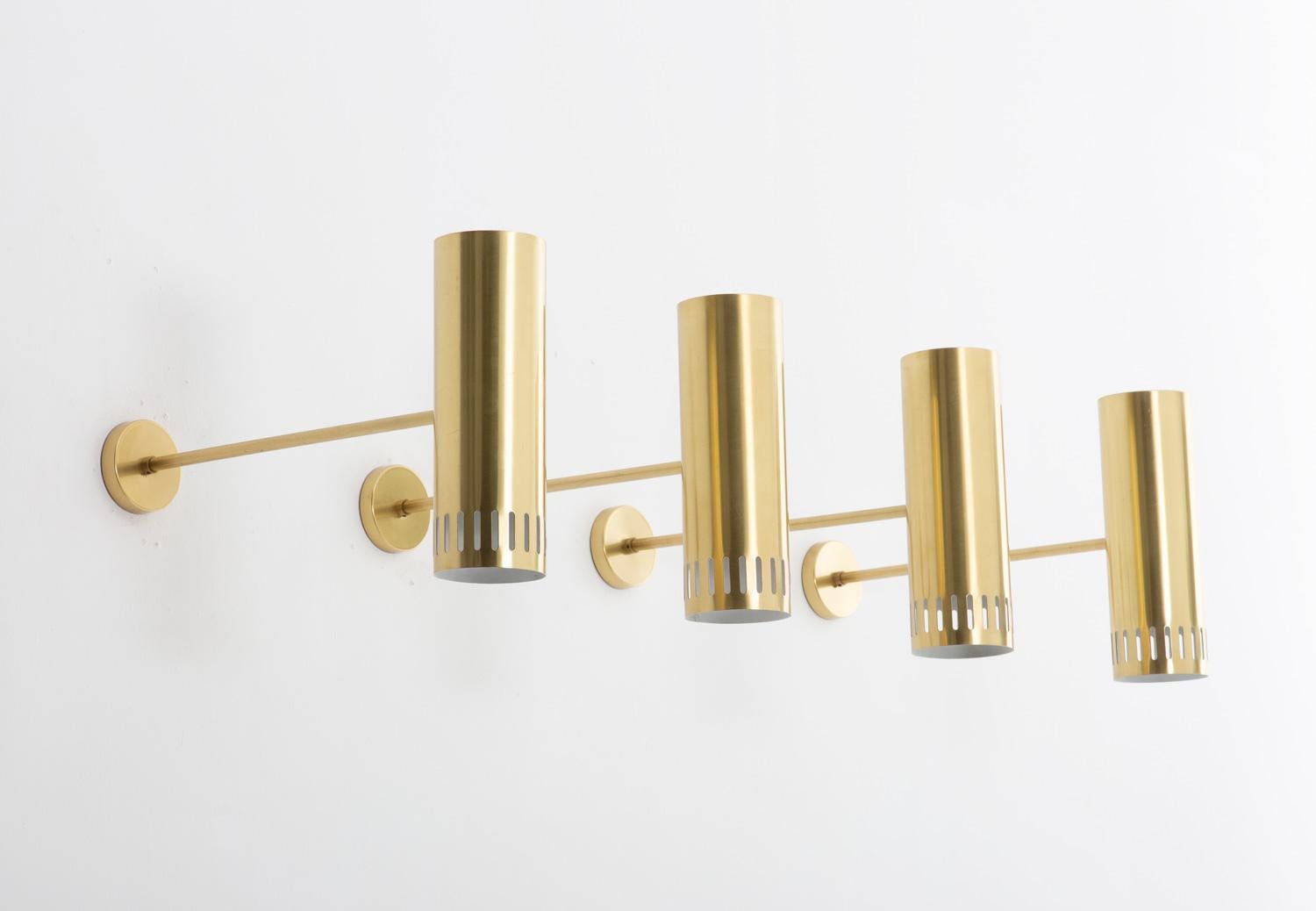 Swedish Large Midcentury Scandinavian Brass Wall Lamps by Boréns For Sale
