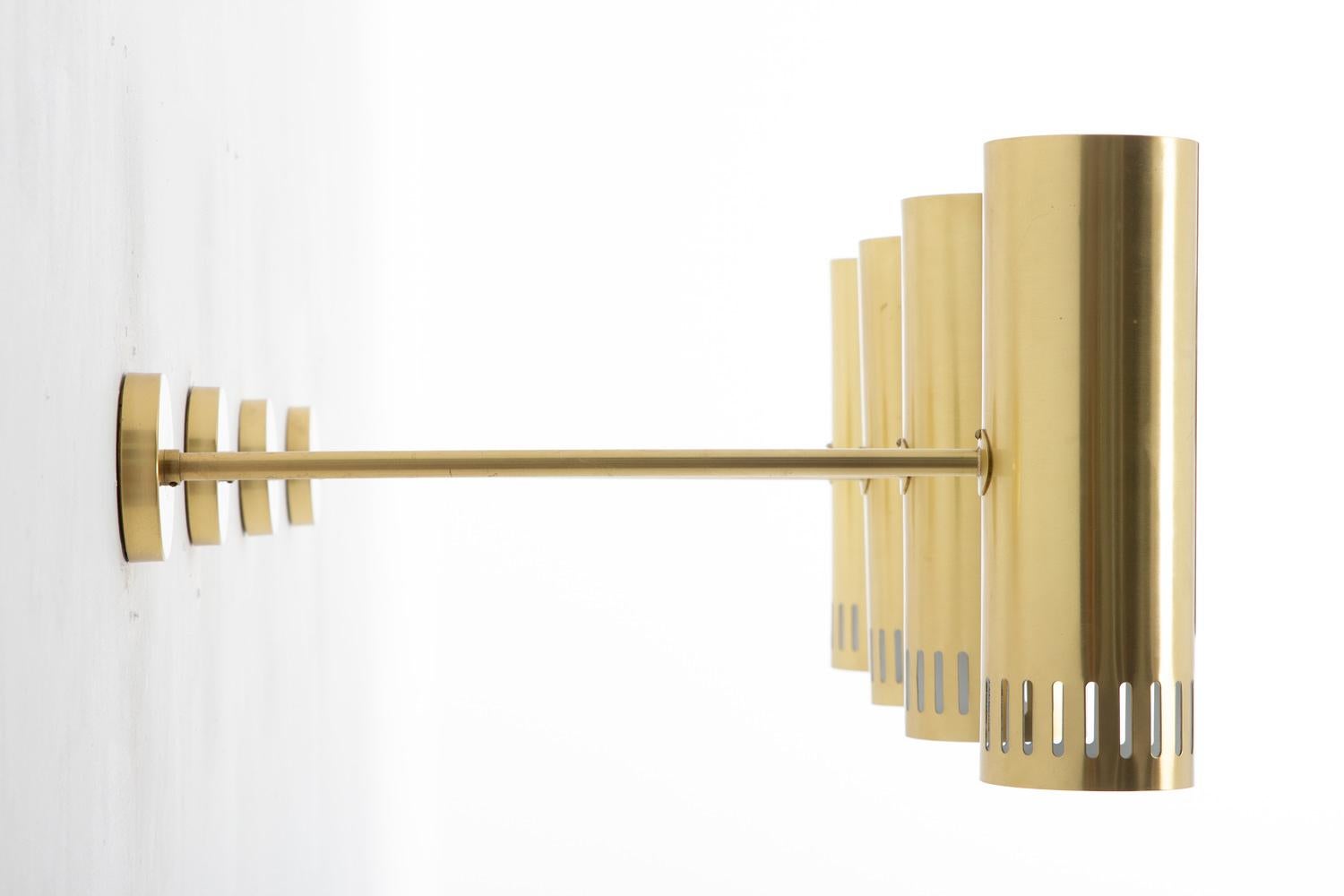 20th Century Large Midcentury Scandinavian Brass Wall Lamps by Boréns For Sale