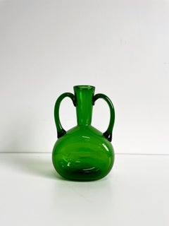 Large Mid Century Scandinavian Emerald Green Blown Glass Vase, 1960s/1970s