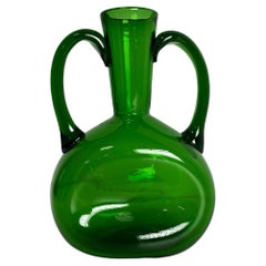 Large Mid Century Scandinavian Emerald Green Blown Glass Vase, 1960s/1970s