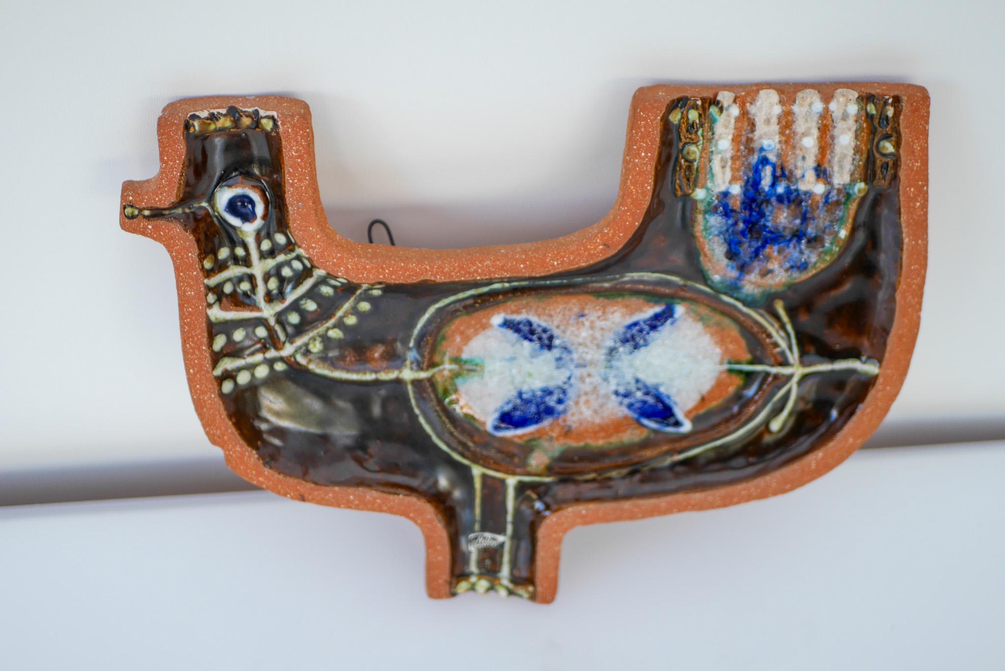 Mid-Century Modern Large Mid-Century Scandinavian Modern pottery Wall Decoration, Nittsjö Sweden For Sale