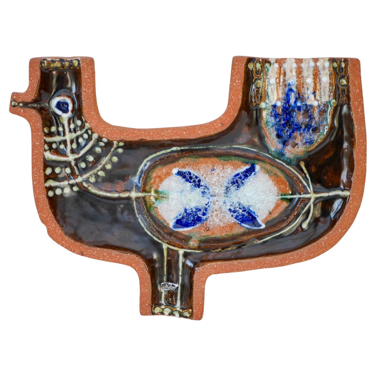 Large Mid-Century Scandinavian Modern pottery Wall Decoration, Nittsjö Sweden