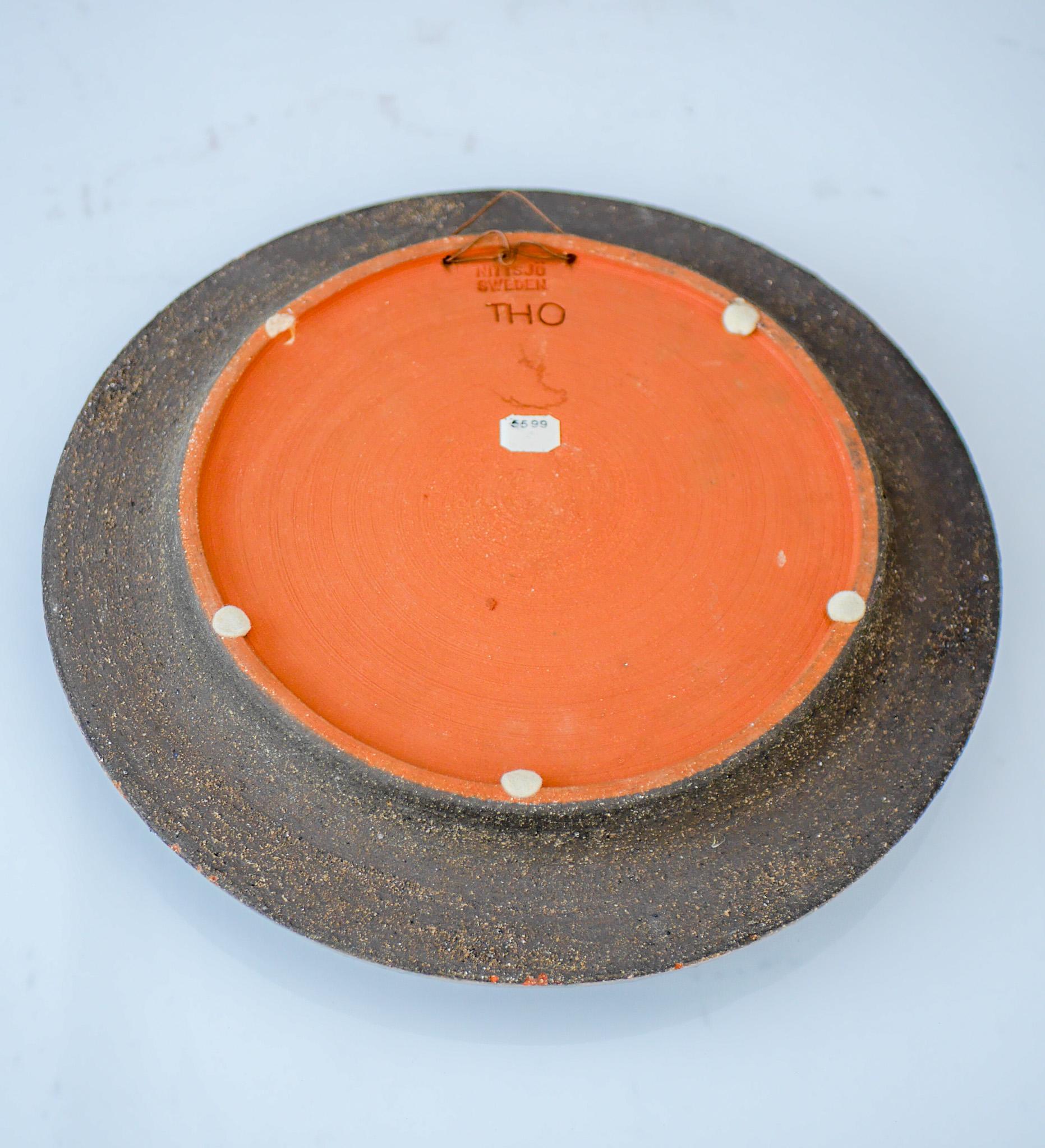 Large Mid-Century Scandinavian Modern Wall Plate, Nittsjö Sweden For Sale 2