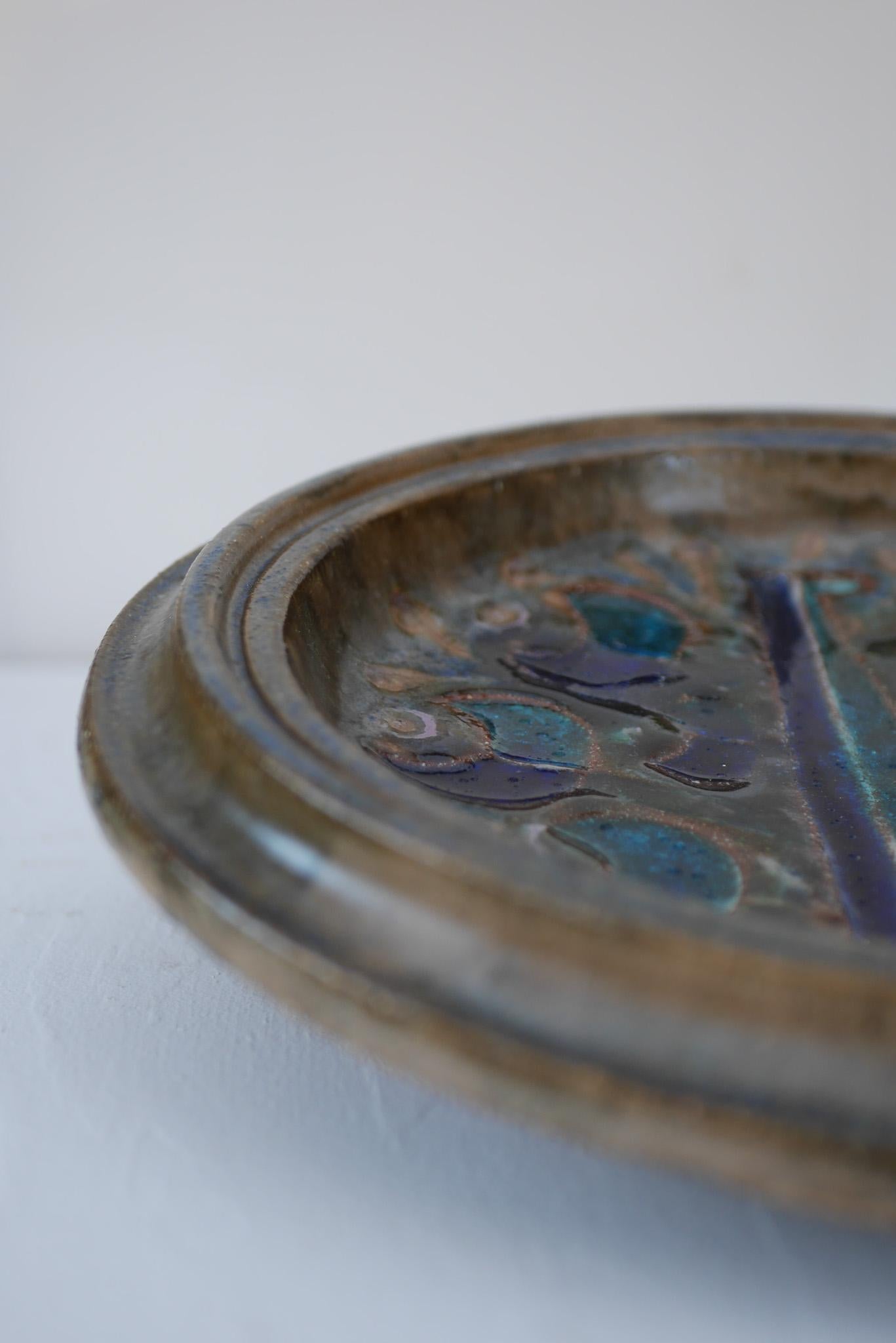 Large Mid-Century Scandinavian Modern Wall Plate, Nittsjö Sweden For Sale 4