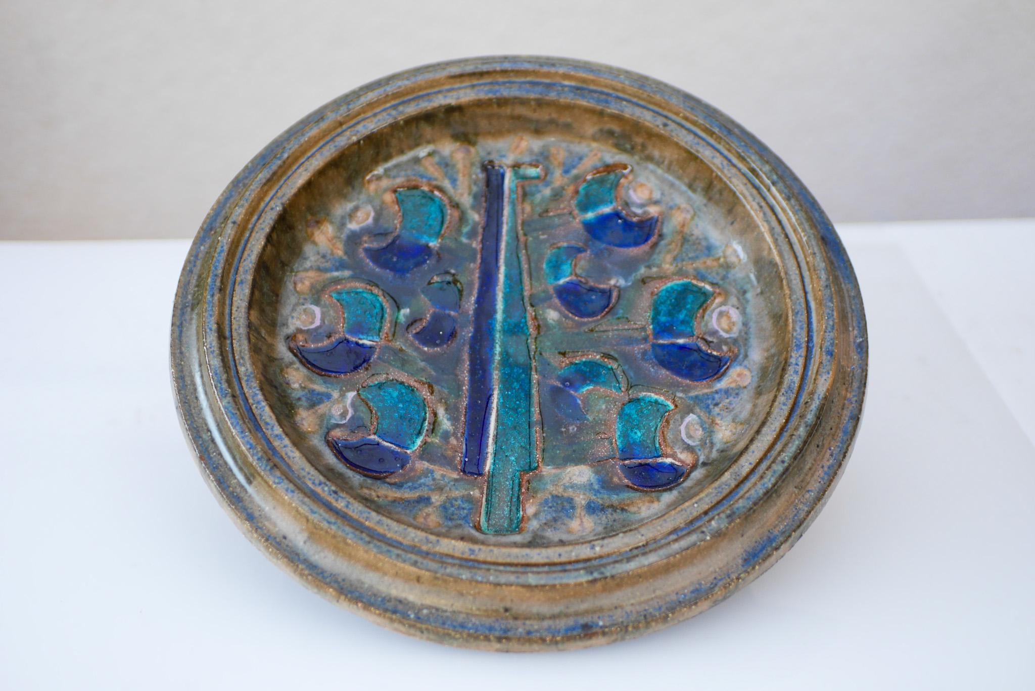 Large Mid-Century Scandinavian Modern Wall Plate, Nittsjö Sweden For Sale 5