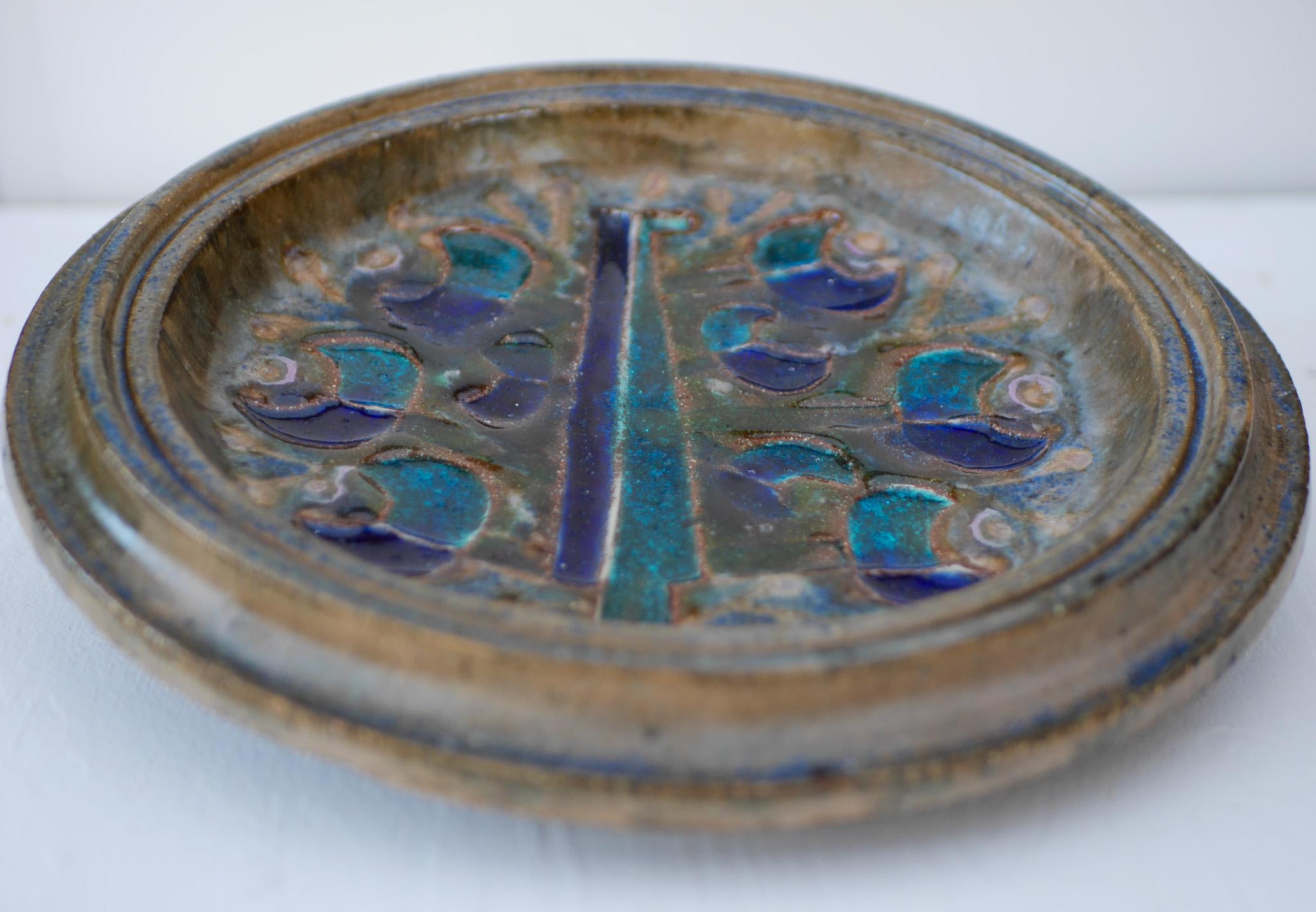 Ceramic Large Mid-Century Scandinavian Modern Wall Plate, Nittsjö Sweden For Sale