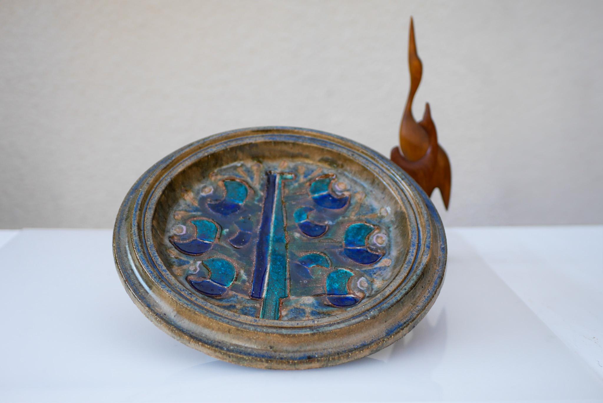 Large Mid-Century Scandinavian Modern Wall Plate, Nittsjö Sweden For Sale 1