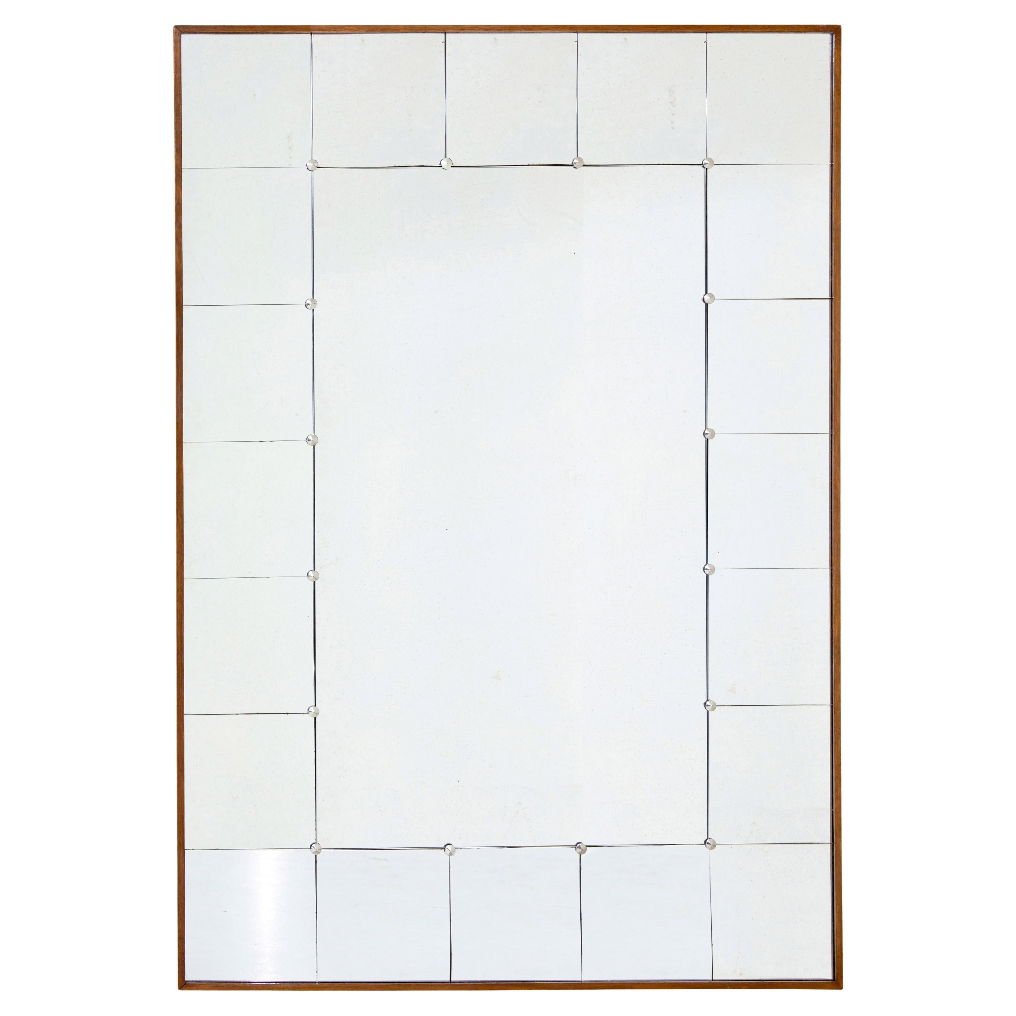 Large mid century Scandinavian panelled wall mirror