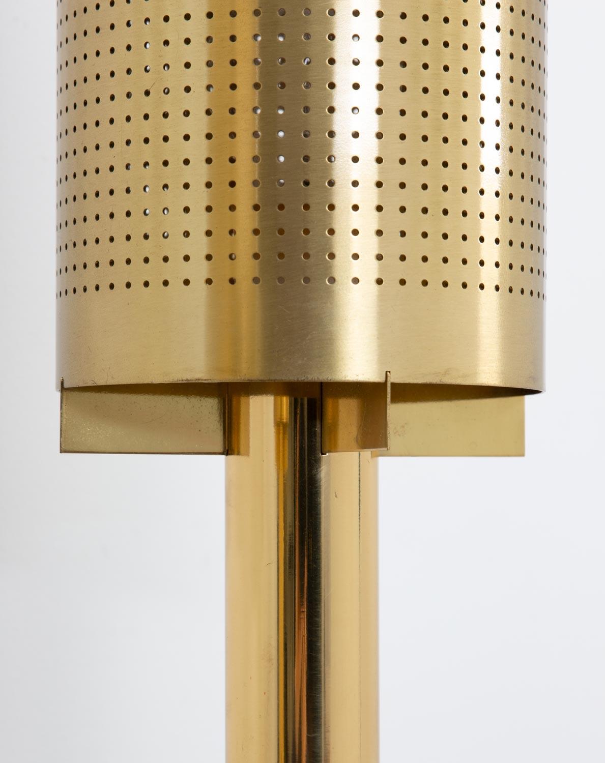 Large Midcentury Scandinavian Wall Sconces in Perforated Brass For Sale 3