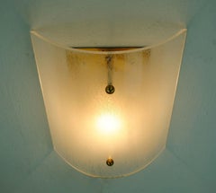 Large Midcentury Sconce Acrylic and Brass 1960s 1970s Lucite Wall Lamp