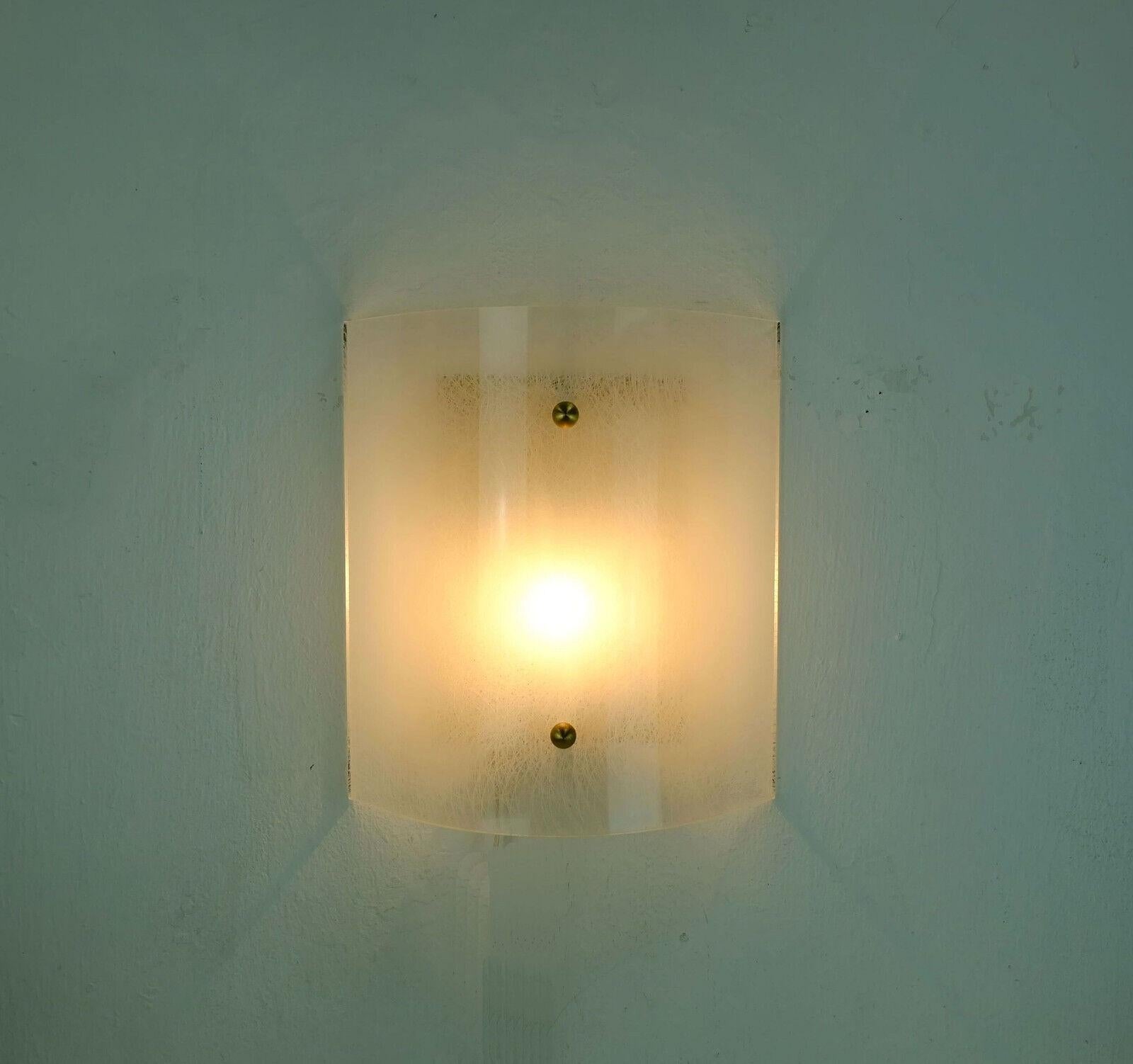 Mid-20th Century Large Midcentury Sconce Acrylic and Brass 1960s 1970s Lucite Wall Lamp For Sale