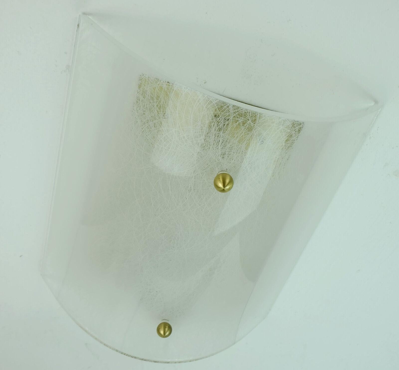 Large Midcentury Sconce Acrylic and Brass 1960s 1970s Lucite Wall Lamp For Sale 1