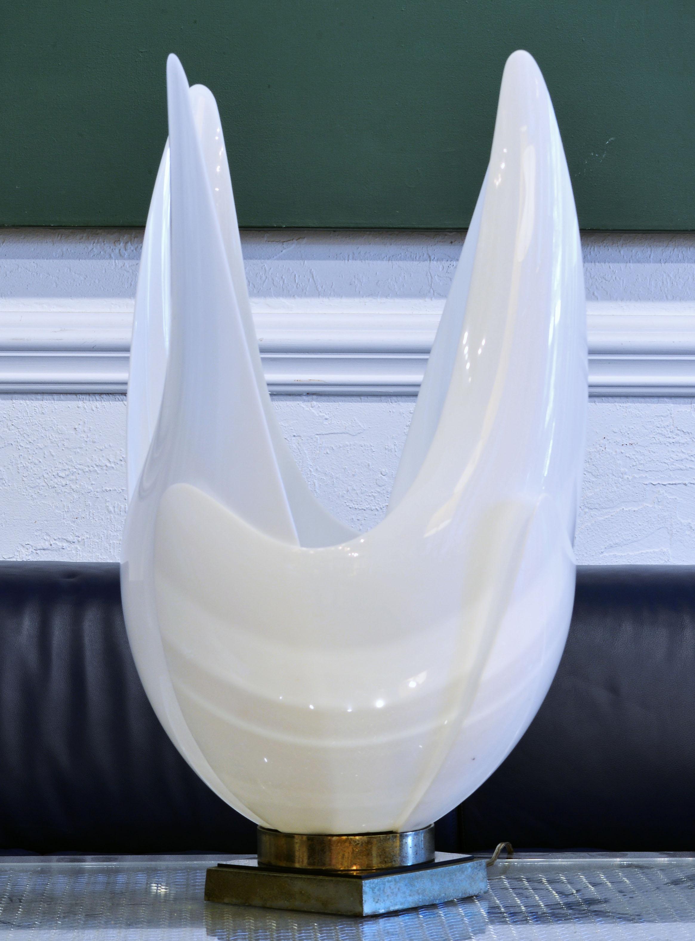 Mid-Century Modern Large Midcentury Sculptural Blossoming White Tulip Lamp by Roger Rougier