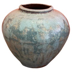 Large Mid-Century Signed California Studio Pottery Blue Vase