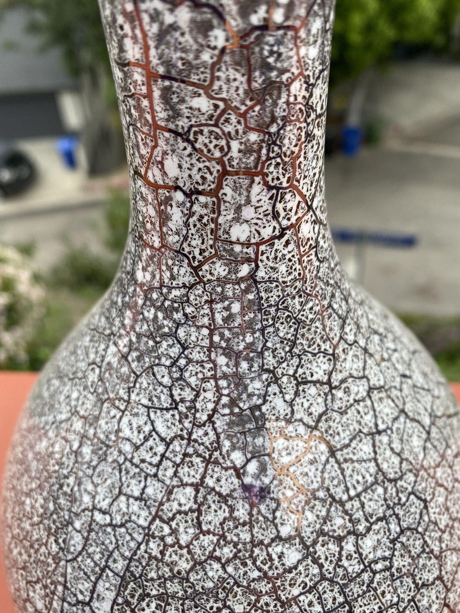 Large Mid Century Silver Crackle Vase by Royal Haeger For Sale 2