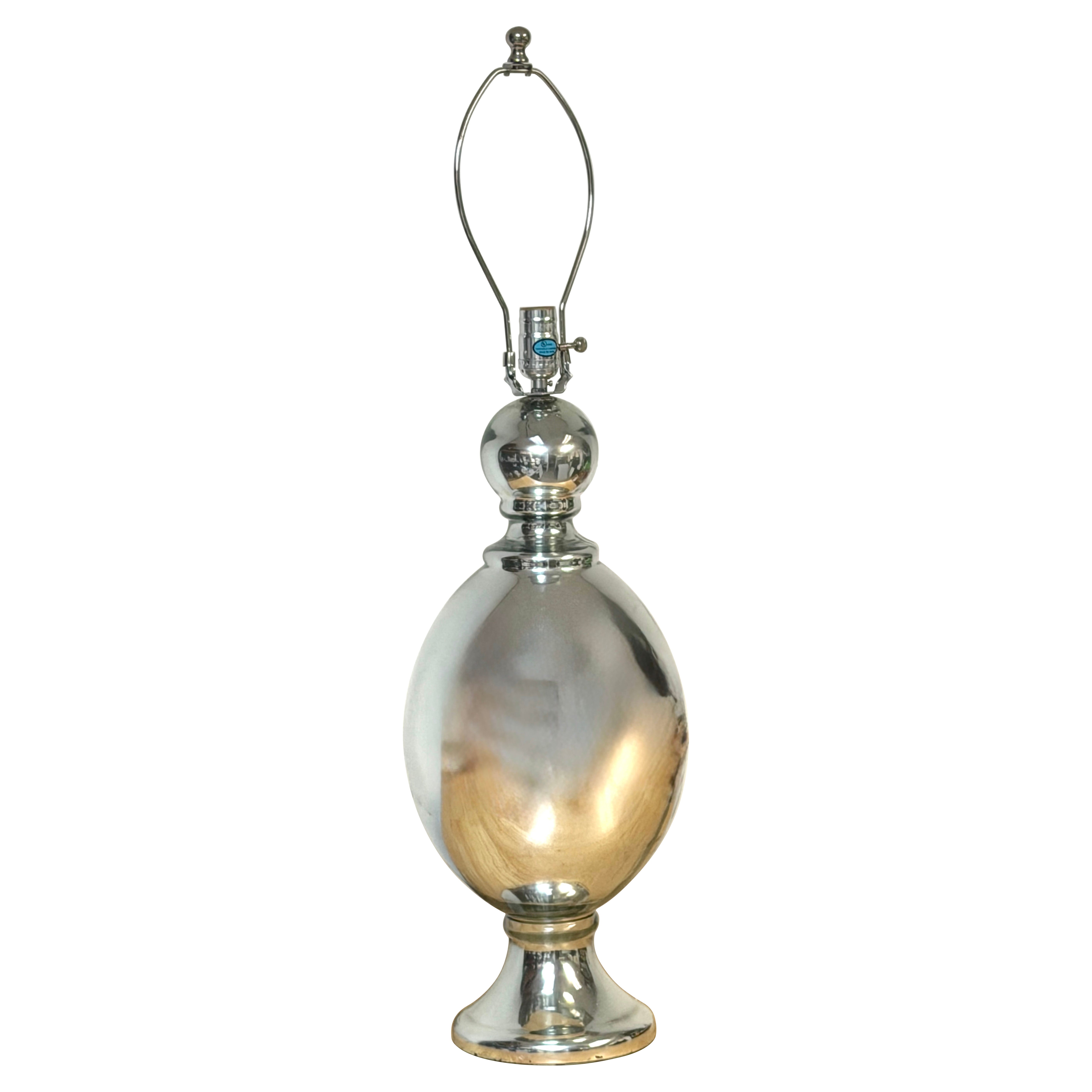 Large Mid-Century Silvered Mercury Glass Baluster Table Lamp, circa 1970s For Sale