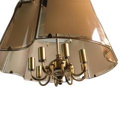 Large Mid-Century Smoked GlassHanging Light