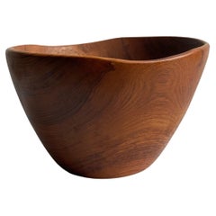 Large Midcentury Solid Teak Bowl