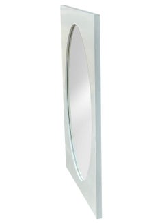 Large Mid Century Space Age Modern Rectangular Wall Mirror with Oval Mirror