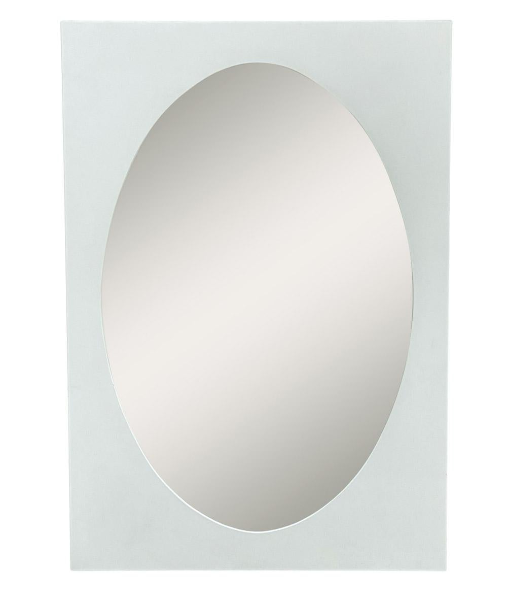 American Large Mid Century Space Age Modern Rectangular Wall Mirror with Oval Mirror For Sale