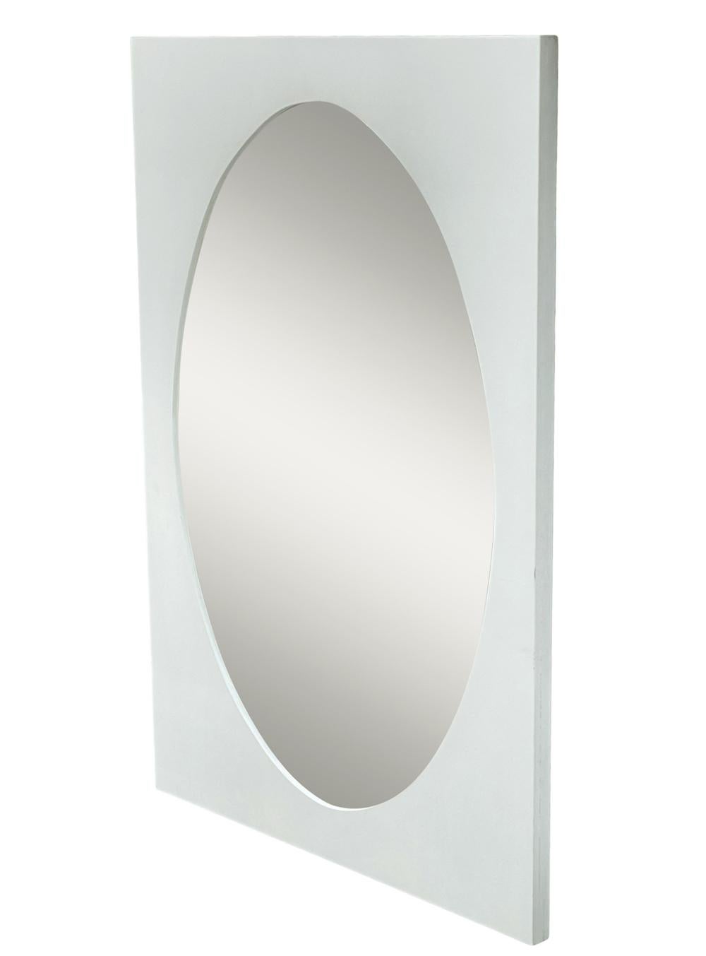 Late 20th Century Large Mid Century Space Age Modern Rectangular Wall Mirror with Oval Mirror For Sale